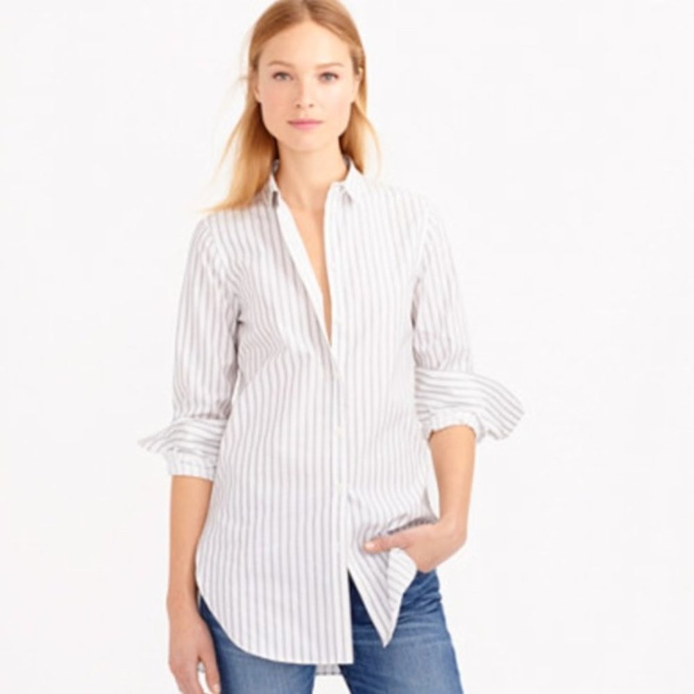 J. CREW ENDLESS STRIPE BUTTON DOWN SHIRT SIZE 2